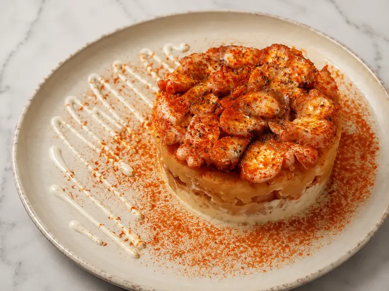 Patatas revolconas con pulpo